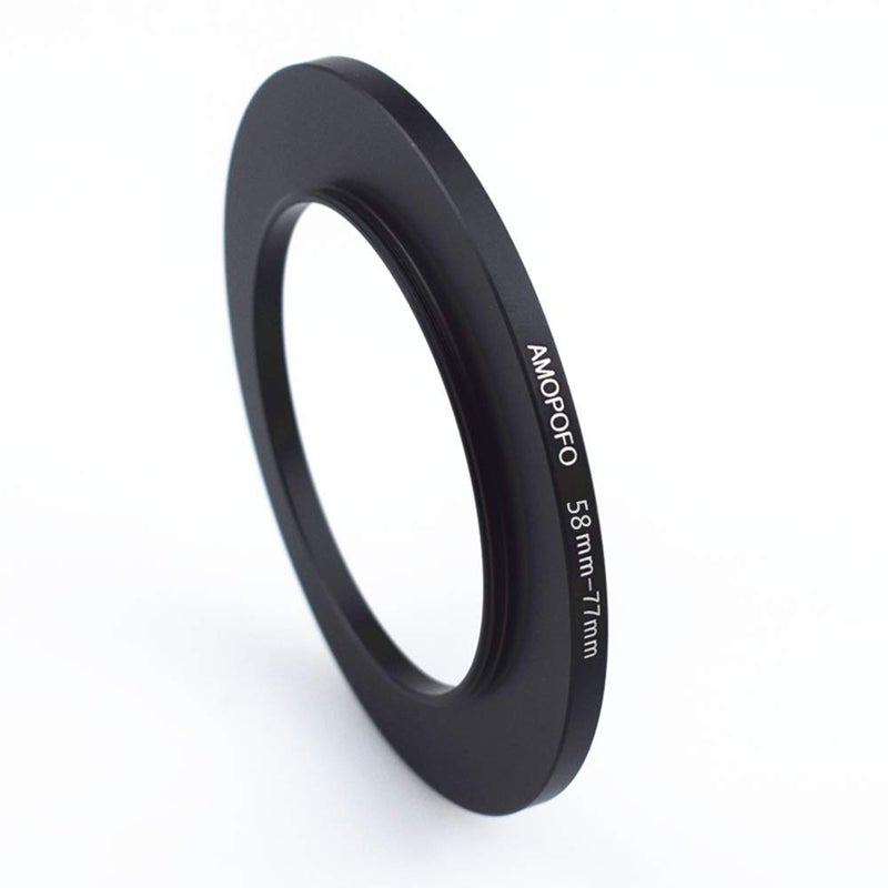 Amopofo 58-77mm Metal Ring/58mm to 77mm Step-Up Ring for Filters,Made of CNC Machined Space Aluminum with Matte Black Electroplated Finish,Compatible with All 58mm Camera Lenses & 77mm Accessories - Image 1